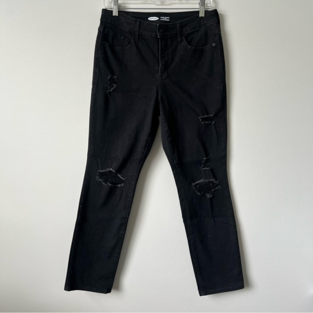 Old Navy Black Power Straight High Rise Denim Jean‎